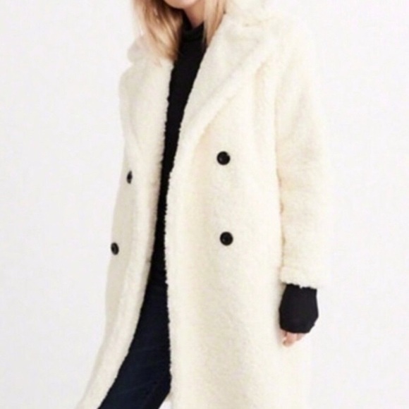 Abercrombie & Fitch Jackets & Blazers - Abercrombie & Fitch Long White Sherpa Coat, XXS fits small, NWT